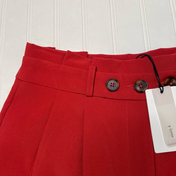 a loves a Brick Red Paperbag Cropped Pants - Picture 4 of 7